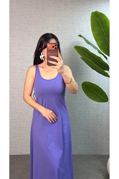Generic Brand Rochie de damă din țesătură jerseu, cu bretele și decolteu rotund