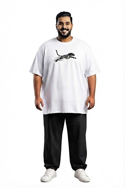 Gutty تي شيرت رجالي أبيض 100% قطن مقاس كبير - 3XL 4XL 5XL 6XL 7XL 8XL 9XL 10X...