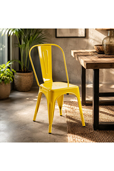 N.zone Modern Industrial Style Metal Chair with Perforated Comfortable Seat, ...