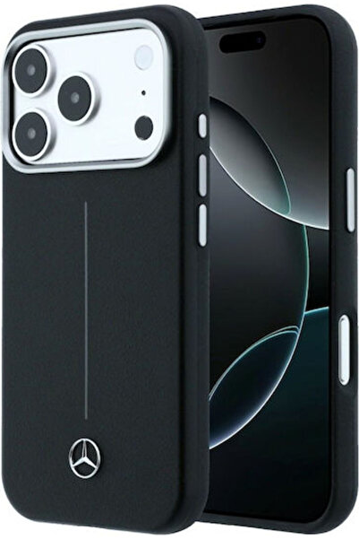 MERCEDES Benz Line Πίσω Κάλυμμα Δερμάτινο / Πλαστικό Μαύρο (iPhone 17 Pro Max)