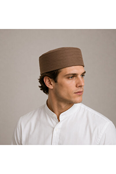 koçaktoptan Brown Suede Stitched Skullcap