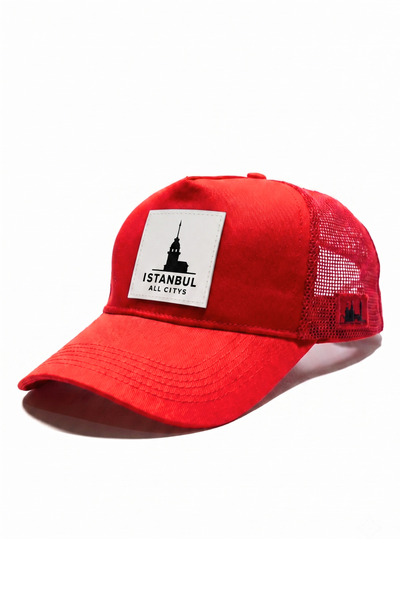 All citys Istanbul Printed Patch Detailed Mesh Trucker Baseball Cap Unisex