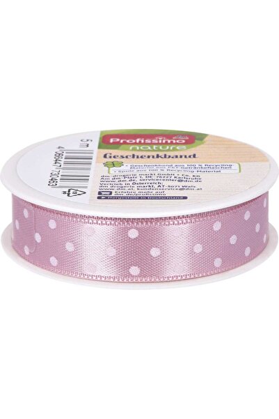 OEM Gift ribbon with polka dots, pink, 5 m