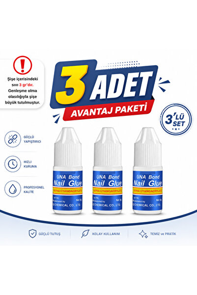 BİYUTREND 3 adet avantajlı paket Takma Tırnak Yapıştırıcı 3g | Hızlı Etkili N...