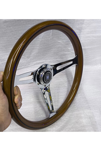 carlone Ahşap Direksiyon Nardi 35cm-1. Sınıf Lüx Ahşap Direksiyon-Siyah Şeritli