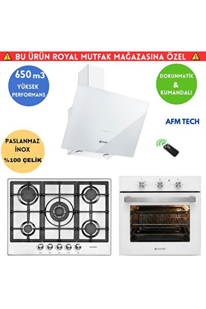 Eminçelik GTR Turbo Beyaz Ankastre Set (AO 2160 BP W60 +22 380 İnox 5 Gözlü 1...