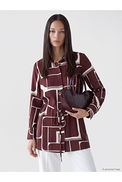 LC Waikiki Burgundy Patterned Women's Shirt Tunic
