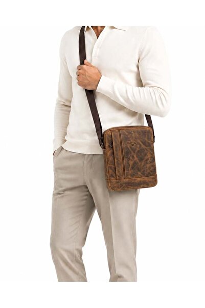 deri,se club Men's Crazy Brown Genuine Leather Shoulder Strap Messenger Bag S...