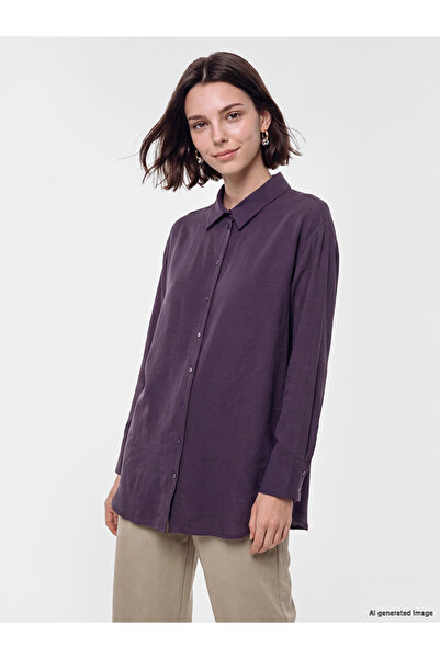 LC Waikiki Purple Modal Blend Oversize Women's Shirt Tunic