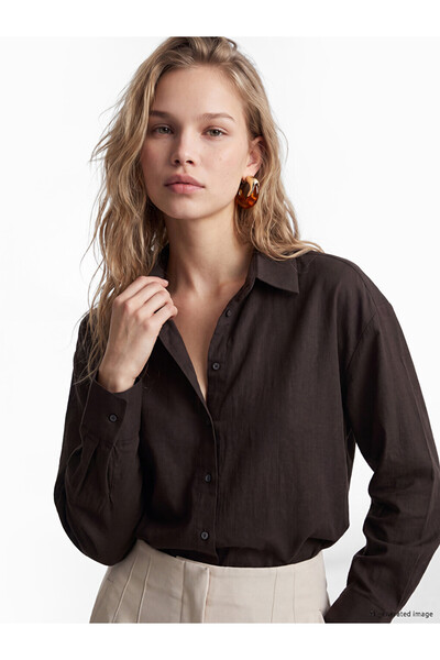 LC Waikiki Brown Oversize Poplin Women's Shirt