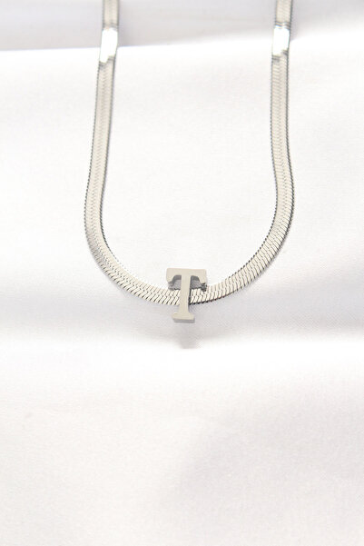 DMR Elegance 316L Steel Letter t Silver Color Italian Chain Necklace