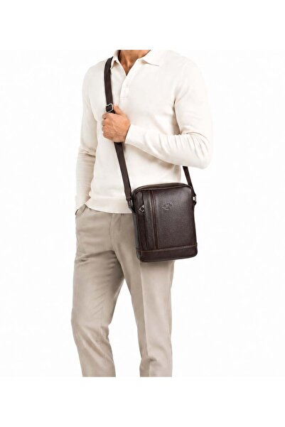 deri,se club Men's Brown Genuine Leather Shoulder Strap Messenger Bag Shoulde...
