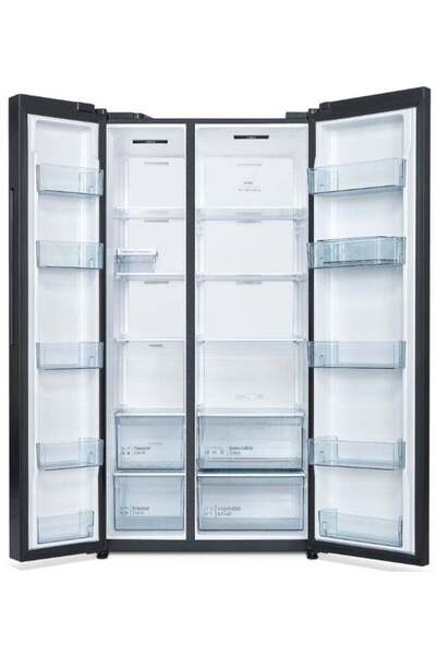 Hitachi Side By Side Refrigerator, 14.5 Cu.ft, Freezer 8.7 Cu.ft, Mettal Inox Sky Line HRSN9713ESXSA Metal Inox