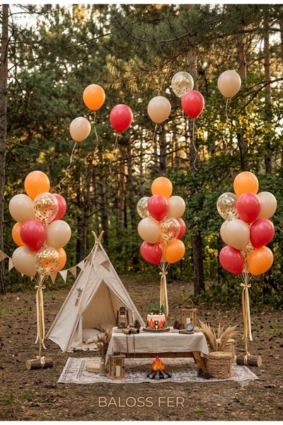 baloss fer Safari Sunset Themed 20-Piece Orange Red Sand Gold Confetti Balloon Set Birthday 1 Year Old Party Decoration