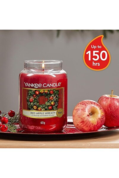 Yankee Candle شمعة معطرة |   شمعة كبيرة على شكل إكليل تفاح أحمر |   شموع طويل...
