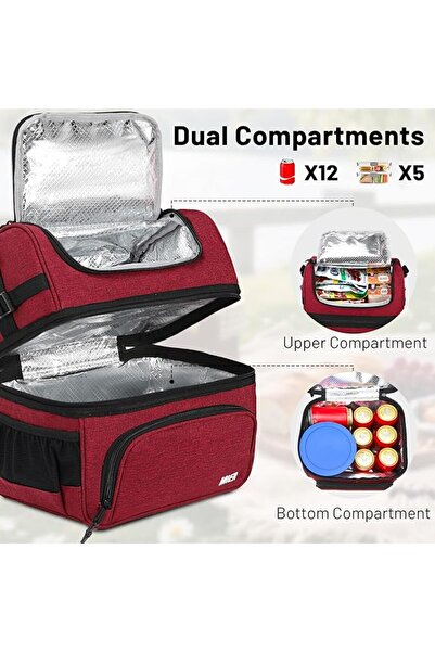 mier Dual Compartment Lunch Bag Tote with Shoulder Strap for Men and Women In...