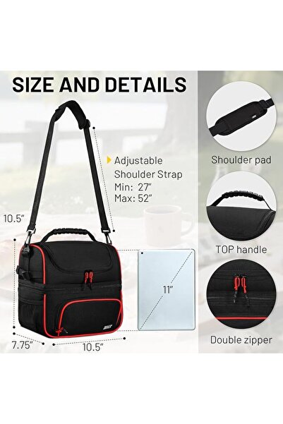 mier Dual Compartment Lunch Bag Tote with Shoulder Strap for Men and Women In...