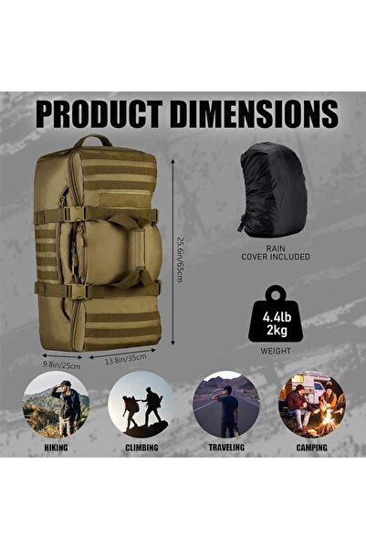 Protector Plus Tactical Travel Backpack 60L Military MOLLE Duffel Bag (Rain C...