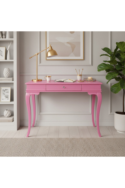 ROYS AHŞAP 100 Cm Masif Rustik Pembe Çalışma Masası