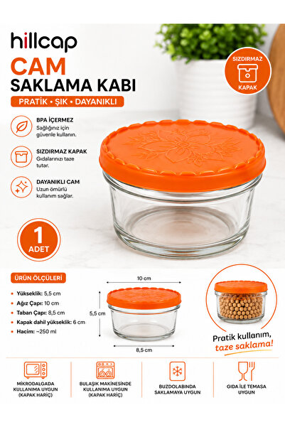 kumkumticaret Hillcap Glass Storage Container 250 ml Round Glass Food Storage...