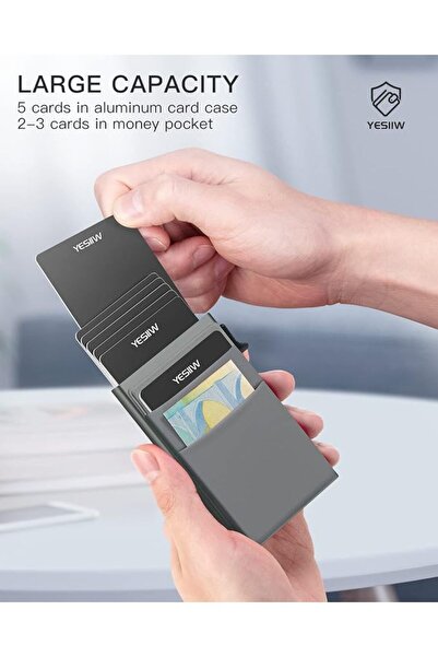 GENERAL YESIIW Holder | Rigid Aluminium Pop Up Card Holder with Banknote Pock...
