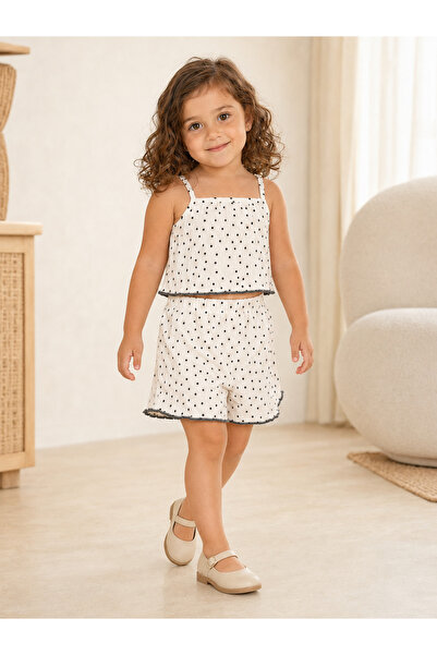 AKİF GİYİM Kız Bebek & Çocuk Alt Üst Krop Şort Takımı
