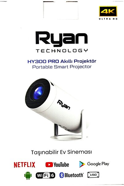 GM RYAN Akıllı Mini Projektör Ev Sinema Projeksiyon Cihazı 2GB RAM 16GB ROM H...