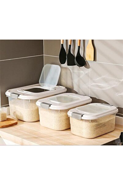 ALMEKAQUZ 3PCS Rice Storage Container, Airtight Household Rice Barrel, Clear ...