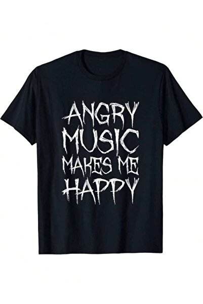 25W تي شيرت بطبعة "Angry Makes Me Happy Funny Metal Music Metalhead"