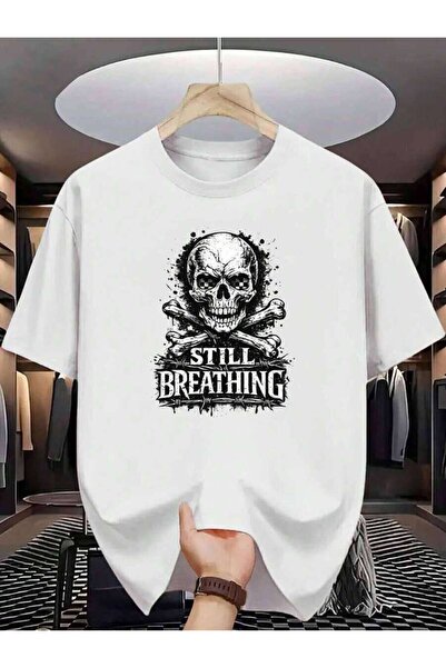 25W Skull And Crossbones Men's TShirt Still Breathing Graphic Pattern Pure Co...