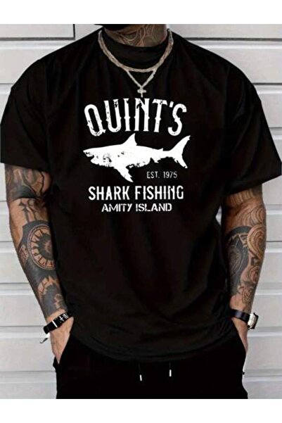 799 تي شيرت رجالي بنمط "القرش الصغير" |   تصميم Quint'S Shark Fishing Amity I...