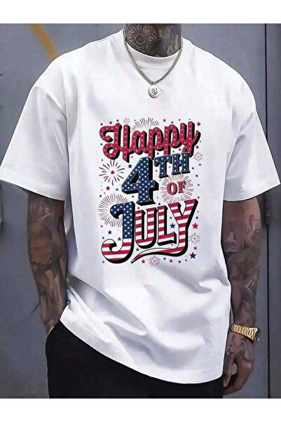 799 100% Cotton Happy 4th Of July Street Hip-Hop Style Men's T-Shirt