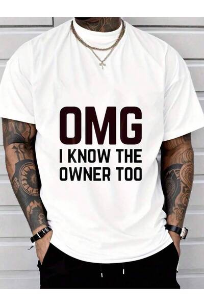 9TAY تي شيرت OMG I KNOW THE OWNER TOO بتصميم جرافيك - تي شيرت أسود غير رسمي م...