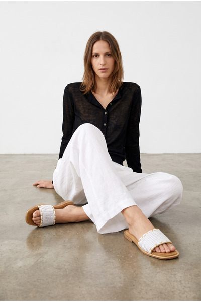 HANZE Women's Flat Slippers White Daily Knitted New Season M500