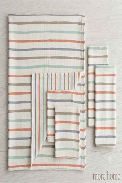 MORE HOME Multi-Purpose Muslin Cloth Blanket Set 5 Pieces with Line Pattern