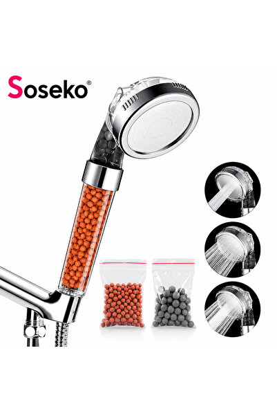 SOSEKO Mineral Filter Shower Head with High Pressure, 3 Spray Modes, Water Pu...