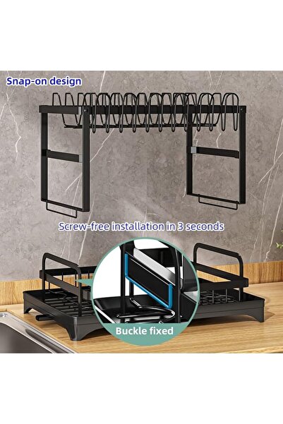 HONPOLO Dish Drying Dish Rack Drain Rack Drying Stand Wrought Iron Double-Lay...
