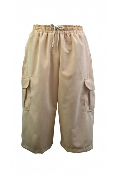 AHMERA Beige Linen Women's Regular Fit Pocket Capri