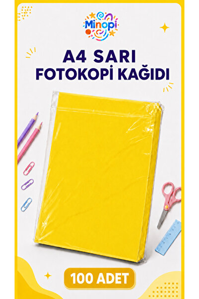 Minopi Sarı Fotokopi Kağıdı 100'lü Renkli Ofis Okul El İşi Hobi Etkinlik
