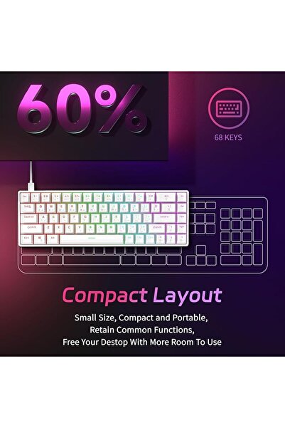 GENERAL 68-Key Mechanical Keyboard, with English and Arabic bilingual input k...