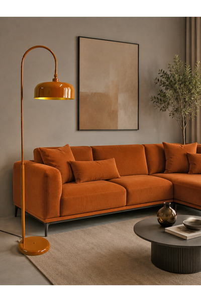 NOONLUX DESIGN&LIGHTING Bolton Tarçın Rengi Lambader İç Kısmı Gold Oturma Oda...