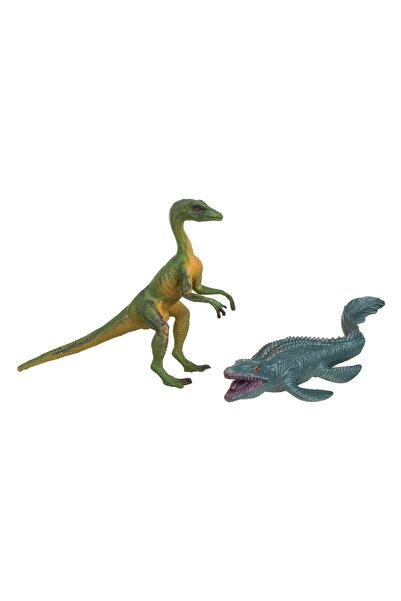 OEM Figurine realiste de dinozauri: Compsognathus și Dinozaur marin, 14 cm - ...