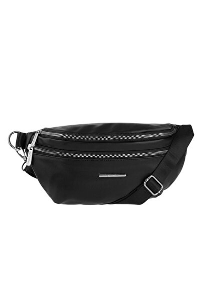 OEM Borsetă neagră de damă, 32x8x15cm, Material semi-PU