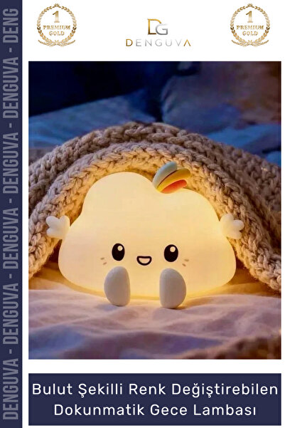 Denguva #GeceLambası Şarjlı Silikon RGB LED Bebek Çocuk Odası Modern Değiştir...