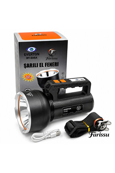 farissu RT-698A 50W 5000 Lümen Şarjlı El Feneri & Projektör | 2000m Uzun Menz...