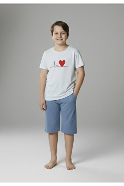 Serena Family-children pajamas, Cotton, short sleeves and 3/4 pants, blue