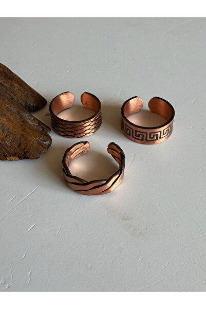 Rupen Kraft Adjustable 3-Piece Handmade Pure Copper Ring Combination Non-Allo...
