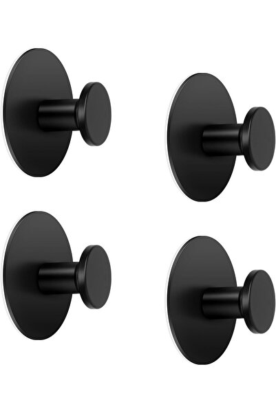 STARSTAR Modern black adhesive round stainless steel towel hooks, wall-mounte...