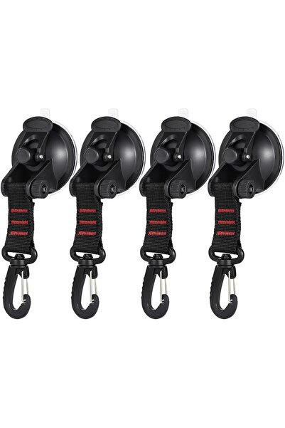 STARSTAR 4-Pack Red Suction Cup Anchor Straps Car Side Tent Canopy Luggage Hooks