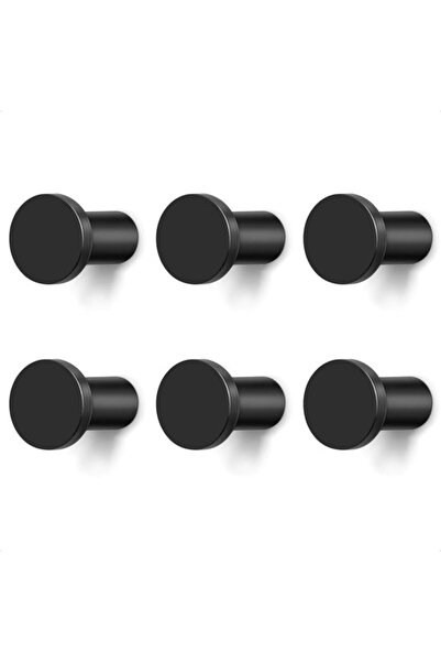 STARSTAR 6-Pack Modern Sturdy Round Black Aluminum Wall Hooks with Screws for...